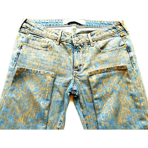 Abercrombie 28 6 Gold Embossed Jeans 29in. Inseam - Picture 2 of 8